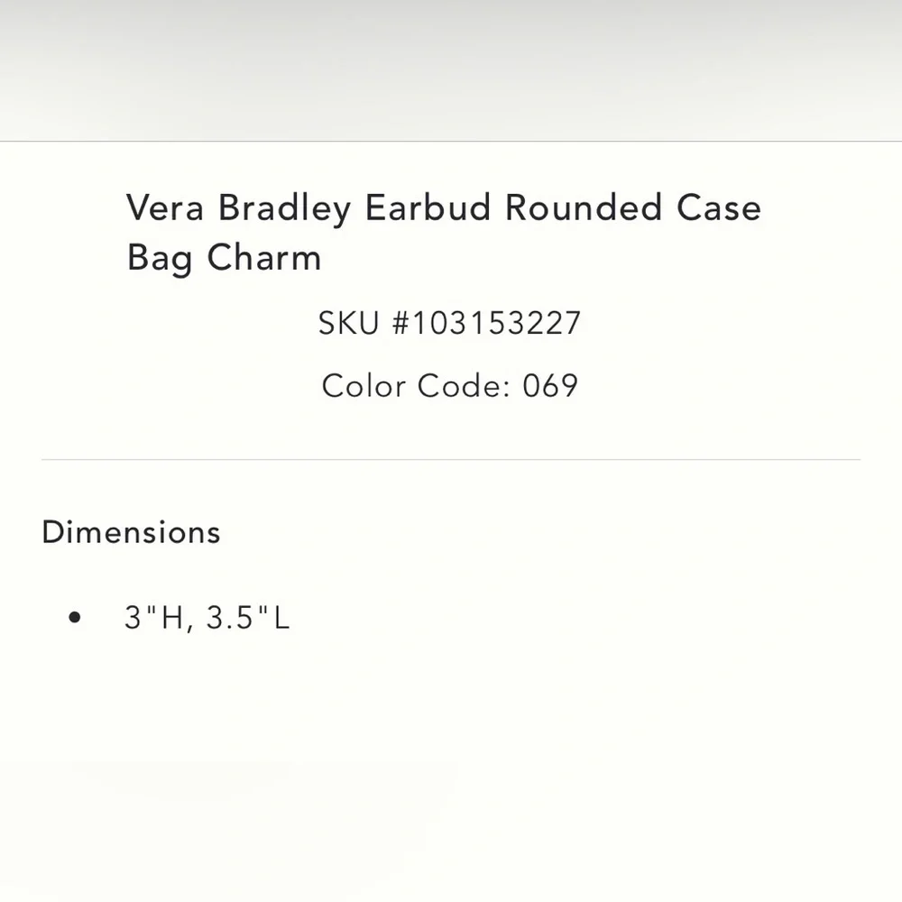 NWT Vera Bradley for Anthropologie Earbud Rounded Case Bag Charm - Picture 4 of 4